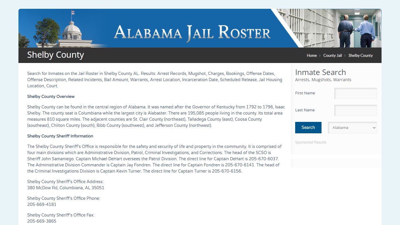 Shelby County | Alabama Jail Inmate Search